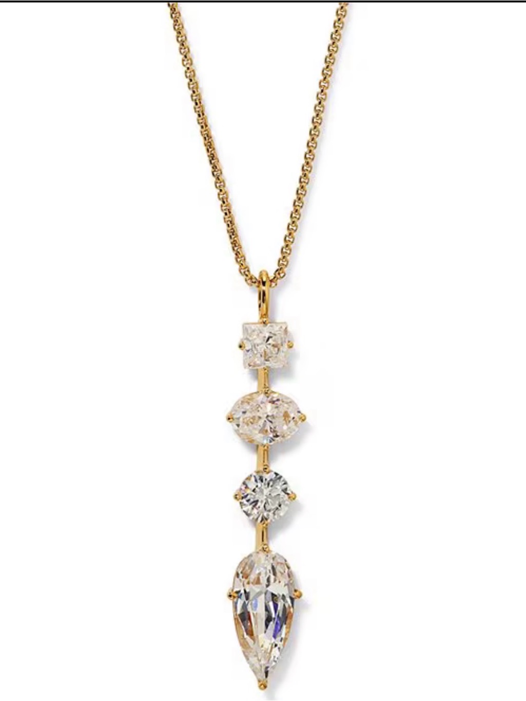 Nadri Lucia Rhinestone Linear Short Pendant Necklace